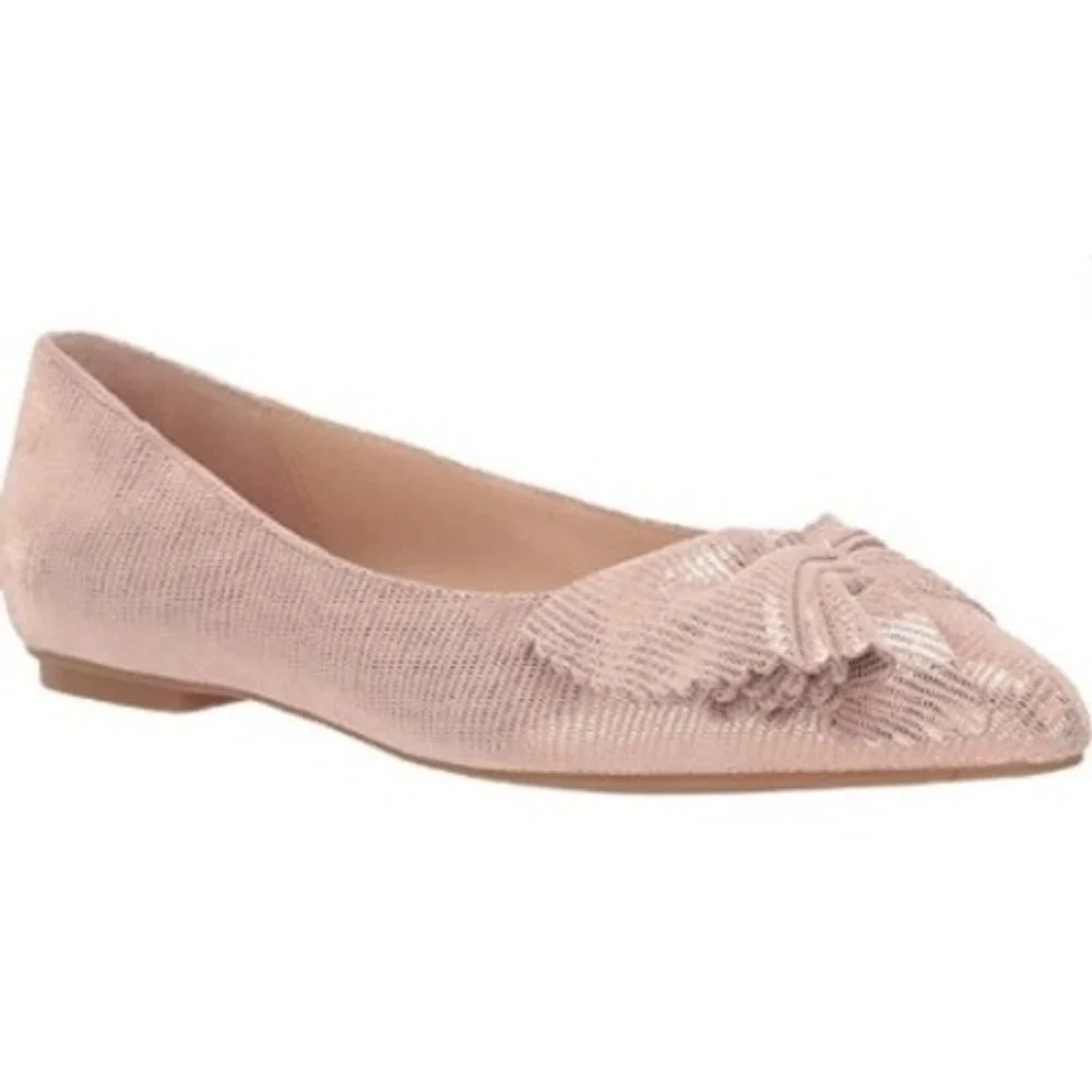 NIB- Kate Spade blush pink metallic tassel pointed-toe flats size 10